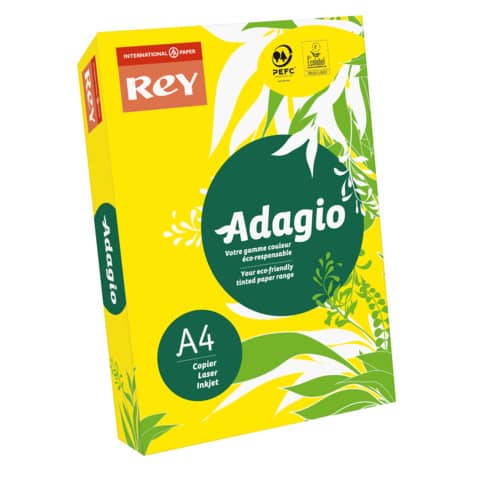 Carta colorata A4 Sylvamo Rey Adagio 80 g/m² giallo intenso 66 - Risma da 500 fogli - ADAGI080X636